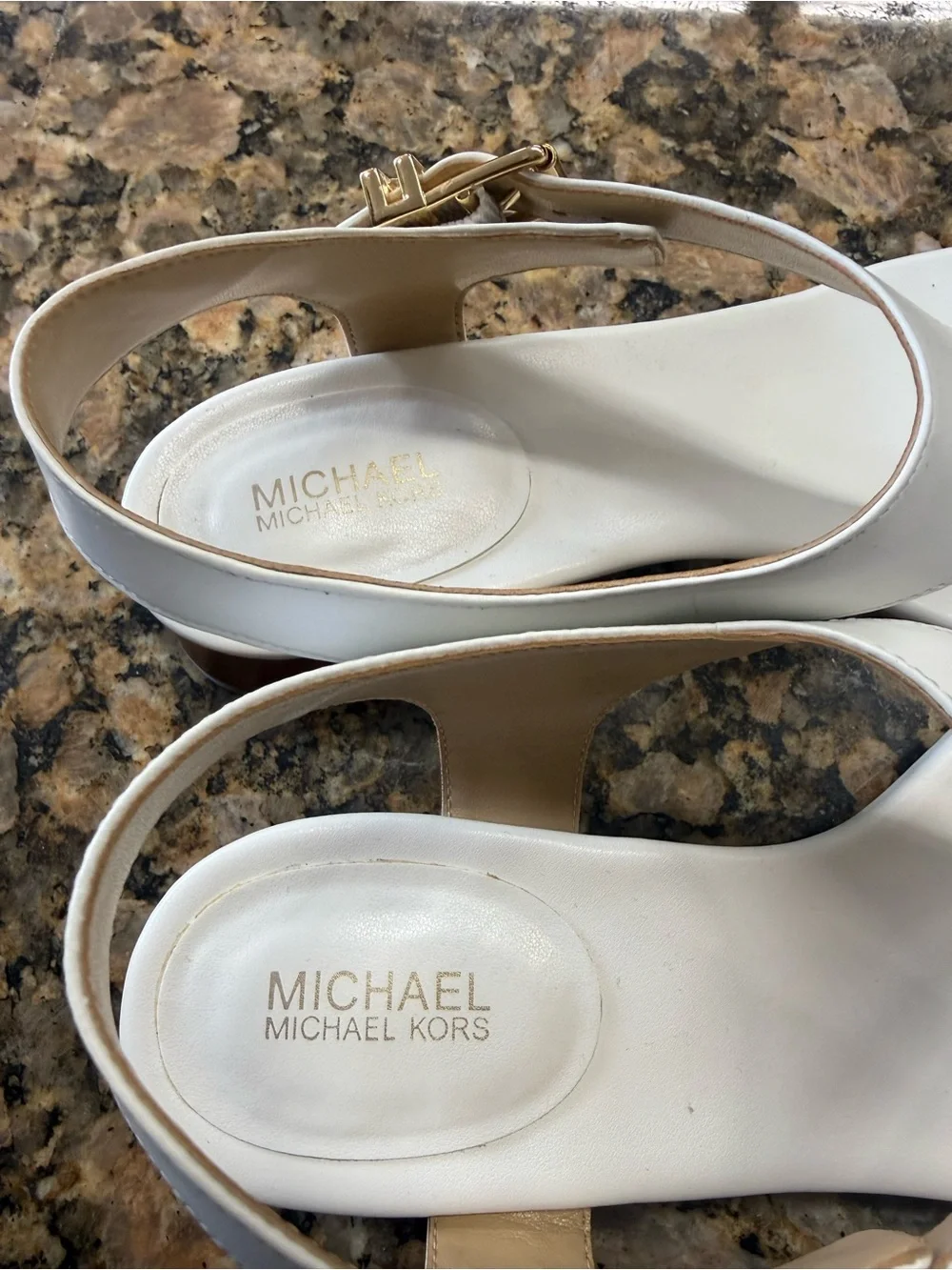 Michael Michael Kors White Leather T-Strap Slingback Sandals Size 8M